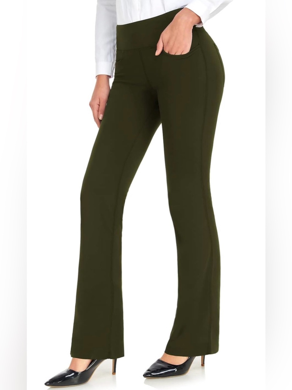 NEW Women’s 28-34” Inseam Black Bootcut Casual Legging  With Pockets Size XL